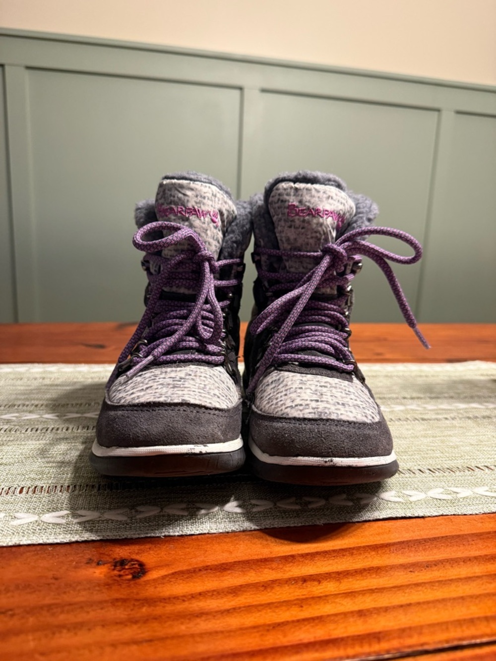 BearPaw Women's Ruby Charcoal Gray & Purple Winter Snow Rain Lace-up Boots - 5 - Picture 2 of 6